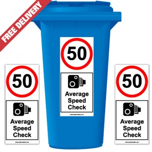 50 mph Average Speed Check Speed Reduction Wheelie Bin Stickers XL
